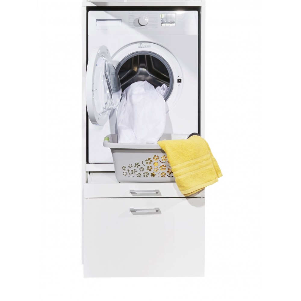 Putzschrank Waschmaschine Trockner Mehrzweck Hauswirtschaftsraum WASHTOWER  3 Weiß