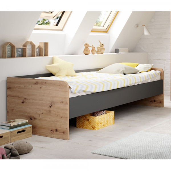 weiß Stella Trading IVI Stilvolles Einzelbett 90 x 200 cm 100 x 63 x 208 cm Komfortables Landhausstil Jugendzimmer Bett aus massiver Kiefer B/H/T 