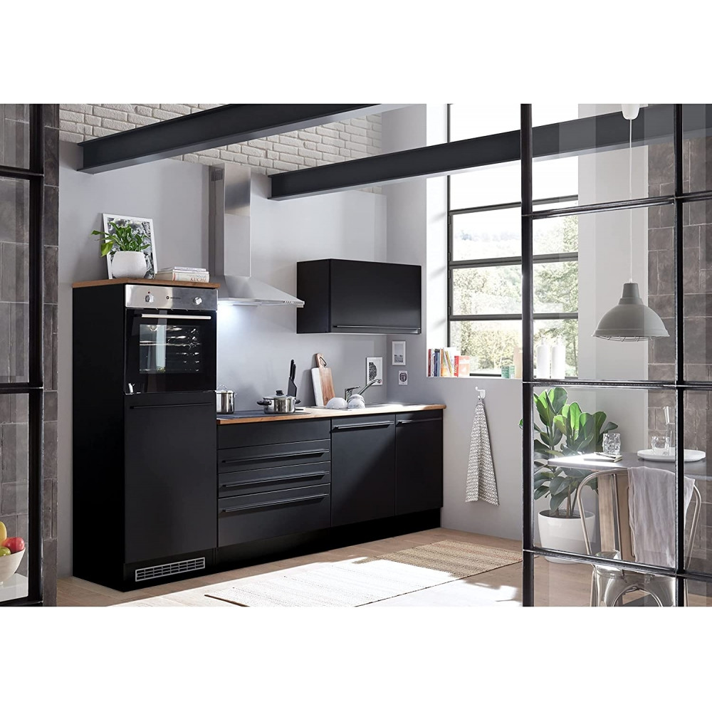 Küchenzeile 200 x 260 x Schwarz Küchenblock ca. JAZZ ohne Geräte 60 cm