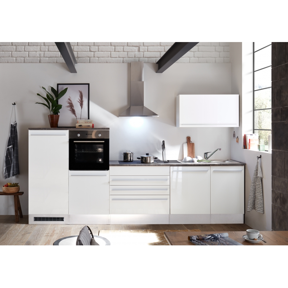 Küche Block Küchenzeile ohne Geräte ca. 320 x 200 x 60 cm | Sockelblenden