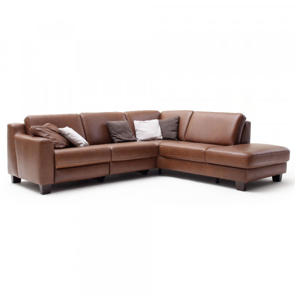 Couchgarnitur in Echtleder braun, Sofa m #60170